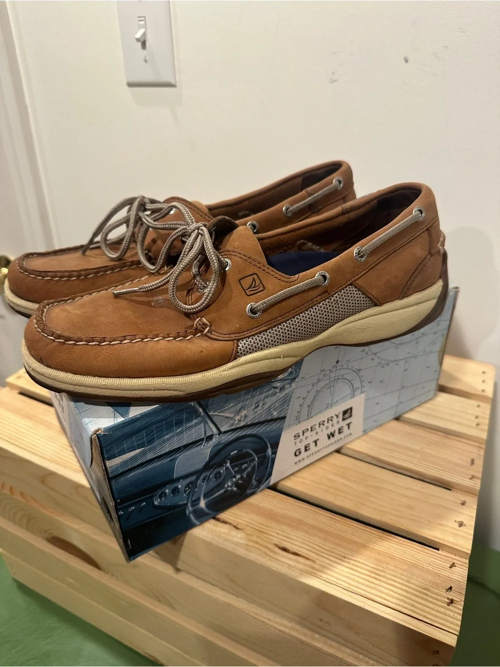 Sperry Men's Tan Leather Boat Shoes 10M